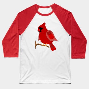 Cute Chubby Red Cardinal Bird on Branch Baseball T-Shirt